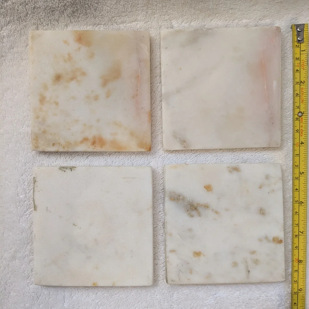 Set Of Four Square White Marble Coasters 4